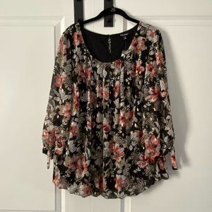 Roz & Ali Bubble Hem Floral Blouse NWT 2X